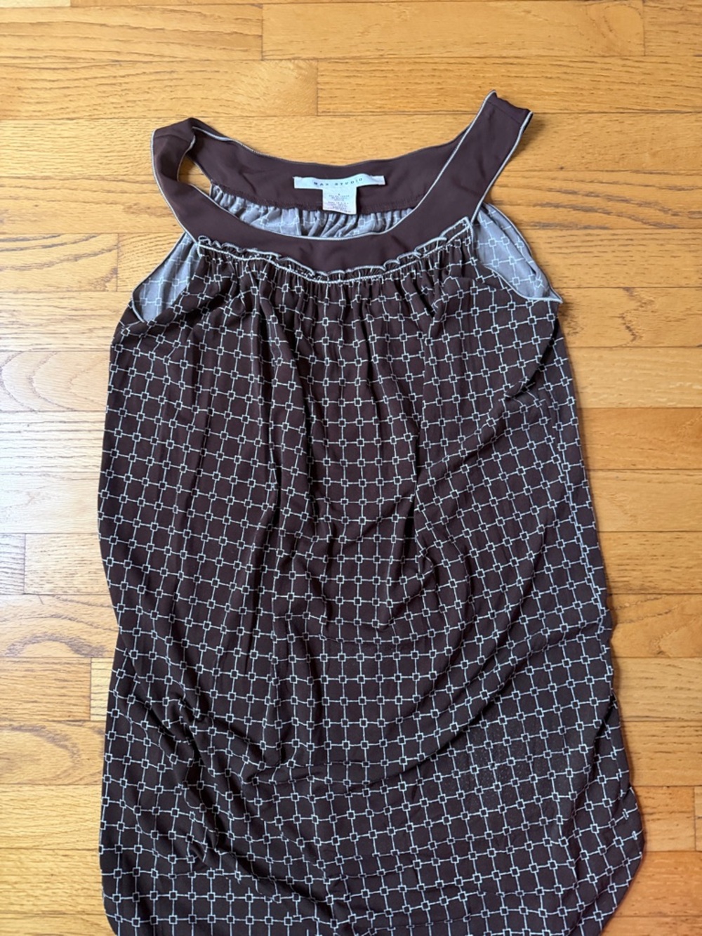 Brown Patterned Sleeveless Top